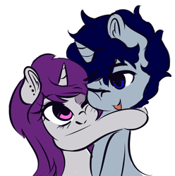 Size: 2528x2548 | Tagged: safe, artist:wickedsilly, oc, oc only, oc:sleepy head, oc:wicked silly, pony, couple, cute, female, hug, male, oc x oc, shipping, straight, wickedsleepy