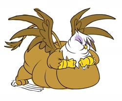 Size: 1280x1059 | Tagged: safe, artist:calorie, gilda, griffon, fat, gildough, morbidly obese, obese, solo