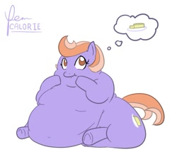 Size: 687x589 | Tagged: safe, artist:glwuffie, oc, oc only, oc:calorie, fat, morbidly obese, obese, solo