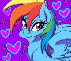 Size: 3500x3000 | Tagged: safe, artist:katkathasahathat, rainbow dash, pegasus, pony, cross, heart, solo