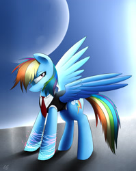 Size: 2001x2520 | Tagged: safe, artist:php69, rainbow dash, pegasus, pony, clothes, moon, solo