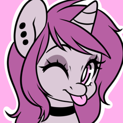 Size: 500x500 | Tagged: safe, artist:lolopan, oc, oc only, oc:wicked silly, pony, one eye closed, tongue out, wink