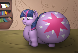 Size: 2800x1900 | Tagged: safe, artist:jesseorange, twilight sparkle, unicorn twilight, pony, unicorn, chubby cheeks, fat, female, impossibly large butt, mare, obese, solo, twilard sparkle