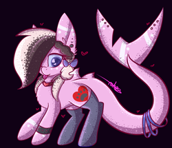 Size: 2642x2269 | Tagged: safe, artist:ashee, oc, oc only, oc:ashee, original species, shark, shark pony, bracelet, clothes, jewelry, necklace, piercing, socks, tongue out, tongue piercing