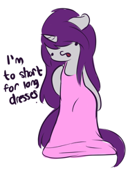 Size: 3108x4192 | Tagged: safe, artist:wickedsilly, oc, oc only, oc:wicked silly, pony, ask, clothes, dialogue, dress, female, mare, oversized clothes, solo, tumblr