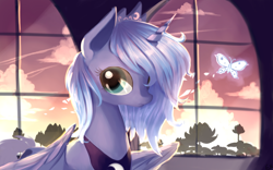 Size: 2560x1600 | Tagged: safe, artist:gianghanz, princess luna, alicorn, butterfly, pony, s1 luna, solo