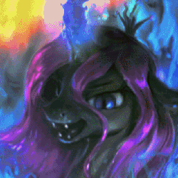 Size: 256x256 | Tagged: safe, artist:assasinmonkey, artist:equum_amici, edit, queen chrysalis, changeling, changeling queen, animated, cinemagraph, gif, icon, profile picture, solo