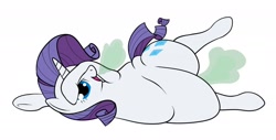 Size: 1280x649 | Tagged: safe, artist:calorie, rarity, pony, unicorn, burp, chubby, fart, fat, gassy, looking at you, morbidly obese, obese, raritubby, solo