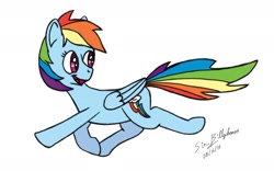 Size: 1600x997 | Tagged: safe, artist:gamerbro360, rainbow dash, pegasus, pony, newbie artist training grounds, running, solo