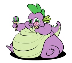 Size: 965x850 | Tagged: safe, artist:calorie, spike, dragon, bhm, fat, fat spike, ice cream, morbidly obese, obese, sitting, solo