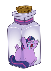 Size: 720x1000 | Tagged: safe, artist:diablo2000, twilight sparkle, twilight sparkle (alicorn), alicorn, pony, belly, big belly, bottle, chubby, cork, crying, fat, female, inflation, mare, micro, obese, pony in a bottle, princess twilard, solo, trapped, twilard sparkle, twilybuse