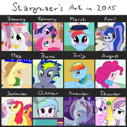 Size: 3000x3000 | Tagged: safe, artist:stargrazer, derpibooru import, apple bloom, applejack, diamond tiara, pinkie pie, princess celestia, princess luna, principal celestia, rainbow dash, scootaloo, sweetie belle, twilight sparkle, vice principal luna, oc, oc:stargrazer, anthro, equestria girls, 2015, compilation, cutie mark crusaders