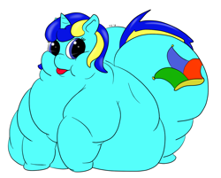 Size: 1024x825 | Tagged: safe, artist:watertimdragon, oc, oc only, oc:jester bells, chubby cheeks, fat, impossibly large butt, looking at you, morbidly obese, obese, plot, simple background, solo, white background