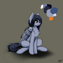 Size: 1280x1280 | Tagged: safe, artist:polakz, oc, oc only, oc:gloomy, chest fluff, sitting, solo