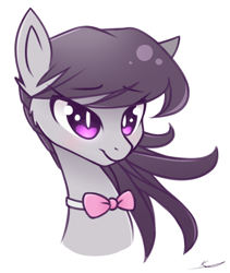 Size: 1600x1900 | Tagged: safe, artist:thezealotnightmare, octavia melody, earth pony, pony, bust, female, mare, signature, simple background, smiling, solo, white background