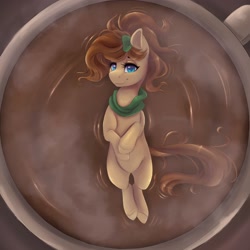 Size: 3000x3000 | Tagged: safe, artist:ardail, artist:silentwulv, oc, oc only, oc:mocha latte, pony, coffee, cup of pony, micro, solo