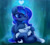 Size: 1600x1435 | Tagged: safe, artist:magnaluna, derpibooru import, princess luna, oc, oc:zefiroth, alicorn, cat, dragon, pony, :3, blushing, canon x oc, cute, eye clipping through hair, eyes closed, female, fluffy, heart, magic, missing accessory, petting, shipping, sitting, smiling, solo, underhoof