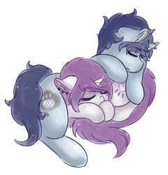 Size: 2903x3022 | Tagged: safe, artist:wickedsilly, oc, oc only, oc:sleepy head, oc:wicked silly, pony, unicorn, couple, cuddling, cute, male, oc x oc, ponysona, shipping, sleeping, snuggling, straight, wickedsleepy