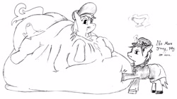 Size: 3180x1796 | Tagged: safe, oc, oc only, oc:pit pone, ask, blob, blog, british, coal mine, english, fat, gravy, gravy boat, magic, miner, monochrome, morbidly obese, obese, plot, police, the ass was fat, tumblr