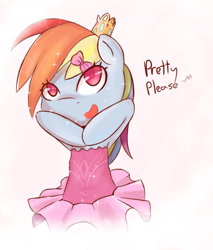 Size: 1073x1257 | Tagged: safe, artist:jonathan the awesome, derpibooru exclusive, rainbow dash, pegasus, pony, armpits, ballet, clothes, hair bow, jewelry, pretty please, rainbow dash always dresses in style, simple background, solo, sparkles, tiara, tutu