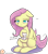 Size: 1225x1400 | Tagged: safe, artist:alasou, derpibooru import, angel bunny, fluttershy, ..., body swap, dialogue, eyes closed, female, flutterpet, fluttershy wants to be a pet, hilarious in hindsight, patreon, patreon logo, petting, simple background, sitting, transparent background, unamused