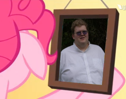 Size: 418x331 | Tagged: safe, pinkie pie, human, pinkie pride, aussie dossie, fat, fatman, irl, irl human, meme, obese, photo, picture frame, supreme fatness