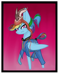 Size: 721x901 | Tagged: safe, artist:xxmissteaxx, rainbow dash, pegasus, pony, clothes, shaman, solo, tengriism