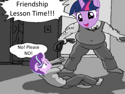 Size: 800x600 | Tagged: safe, starlight glimmer, twilight sparkle, pony, unicorn, every little thing she does, exploitable meme, goofy time, meme