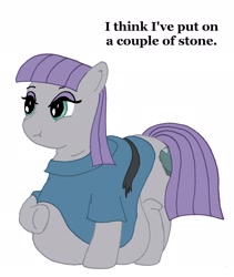 Size: 1748x2076 | Tagged: safe, artist:fatponysketches, maud pie, belt, fat, obese, pun, solo