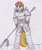 Size: 848x1011 | Tagged: safe, artist:jose-ramiro, derpibooru import, rainbow dash, anthro, pegasus, armor, deviantart, dynasty warriors, smiling, solo, spear, weapon, zhao yun