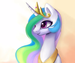 Size: 1600x1344 | Tagged: safe, artist:magnaluna, derpibooru import, princess celestia, alicorn, pony, bust, cute, cutelestia, female, mare, portrait, smiling, solo