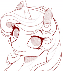 Size: 1280x1434 | Tagged: safe, artist:evehly, derpibooru import, princess cadance, alicorn, pony, grin, looking at you, monochrome, sketch, solo, wip