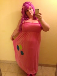 Size: 960x1280 | Tagged: safe, artist:m3clarity, pinkie pie, human, cosplay, double chin, fat, irl, irl human, obese, photo, solo