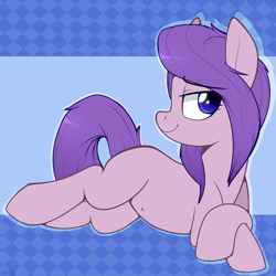 Size: 930x930 | Tagged: safe, artist:higglytownhero, derpibooru import, oc, oc only, bedroom eyes, belly button, lying down, prone, solo, sploot