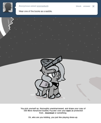 Size: 666x809 | Tagged: safe, artist:egophiliac, princess luna, alicorn, pony, book, cartographer's cap, filly, hat, monochrome, moon, moonstuck, solo, woona, younger