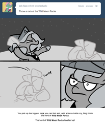 Size: 666x809 | Tagged: safe, artist:egophiliac, princess luna, alicorn, pony, cartographer's cap, fail, filly, hat, monochrome, moon, moon rock, moonstuck, unamused, woona, younger