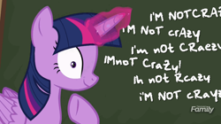 Size: 752x422 | Tagged: safe, edit, edited screencap, screencap, twilight sparkle, twilight sparkle (alicorn), alicorn, pony, ppov, chalkboard, denial, insanity, meme, solo, twilight snapple, twilight's blackboard, wide eyes, writing