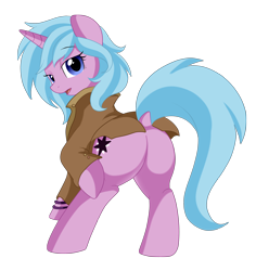 Size: 2398x2542 | Tagged: safe, artist:pridark, oc, oc only, oc:safiya, pony, unicorn, clothes, commission, female, looking at you, plot, rear view, simple background, solo, transparent background