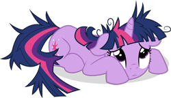 Size: 5197x3000 | Tagged: safe, artist:eagle1division, twilight sparkle, unicorn twilight, unicorn, lesson zero, cowering, cute, floppy ears, messy mane, prone, sad, scared, simple background, solo, transparent background, vector