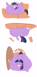 Size: 2800x5742 | Tagged: safe, artist:anonopony, twilight sparkle, twilight sparkle (alicorn), alicorn, pony, belly button, blushing, breaking through the floor, door, doorway, fat, female, mare, morbidly obese, need to go on a diet, need to lose weight, obese, princess twilard, property damage, solo, stuck, too fat, too fat to fit, too fat to get through, too heavy, twilard sparkle, underhoof