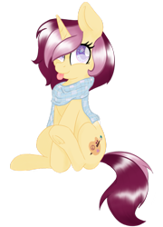 Size: 757x1054 | Tagged: safe, artist:cyanyeh, oc, oc only, oc:lannie lona, clothes, commission, scarf, sitting, solo, tongue out, ych result