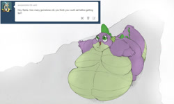 Size: 1280x766 | Tagged: safe, artist:arkveveen, artist:bigmint, spike, dragon, bhm, big belly, fat, fat spike, moobs, morbidly obese, obese, solo, tumblr