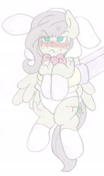 Size: 1265x2153 | Tagged: safe, artist:blackbewhite2k7, discord, fluttershy, pegasus, pony, angry, bunny ears, bunny suit, clothes, discorded, flutterbitch, nightmare night, offscreen character, poison ivy, sketch, wip