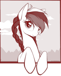 Size: 580x720 | Tagged: safe, artist:xn-d, oc, oc only, oc:marussia, animated, gif, monochrome, nation ponies, russia, russian, solo