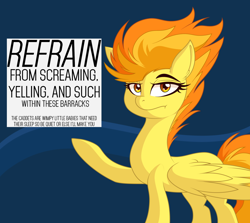 Size: 1280x1141 | Tagged: safe, artist:php92, spitfire, ask spitfire the wonderbolt, quiet, sign, solo, stare, stern