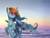 Size: 4000x3000 | Tagged: safe, artist:wingsterwin, rainbow dash, pegasus, pony, flying, ocean, solo, stars, twilight (astronomy), water