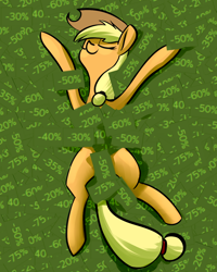 Size: 1024x1280 | Tagged: safe, artist:underpable, derpibooru import, applejack, earth pony, pony, applejack's "day" off, american beauty, pun, sale, solo, steam, steam (software), steam sale, visual pun