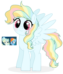 Size: 690x808 | Tagged: safe, artist:unoriginai, rainbow dash, vapor trail, oc, pegasus, pony, top bolt, adoptable, crack shipping, female, lesbian, magical lesbian spawn, offspring, parent:rainbow dash, parent:vapor trail, parents:vapordash, screencap reference, shipping, simple background, transparent background, vapordash