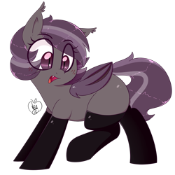 Size: 1000x1000 | Tagged: safe, artist:notenoughapples, oc, oc only, oc:iris, bat pony, pony, clothes, cute, solo, stockings