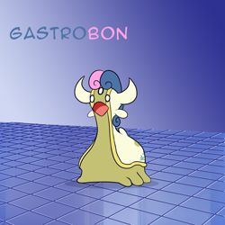 Size: 1000x1000 | Tagged: safe, artist:feralroku, bon bon, sweetie drops, bonpun, crossover, gastrodon, open mouth, pokefied, pokémon, pun, solo, species swap